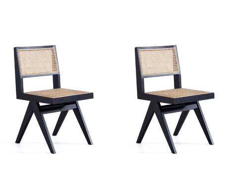 Hamlet Dining Chair in Black and Natural Cane (set of 2) - Ornate Home