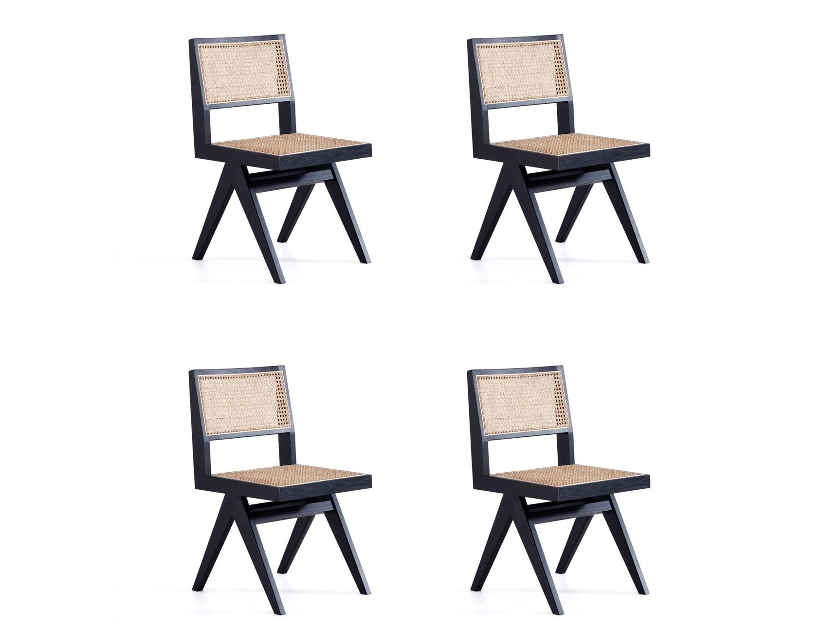 Hamlet Dining Chair in Black and Natural Cane (set of 4) - Ornate Home