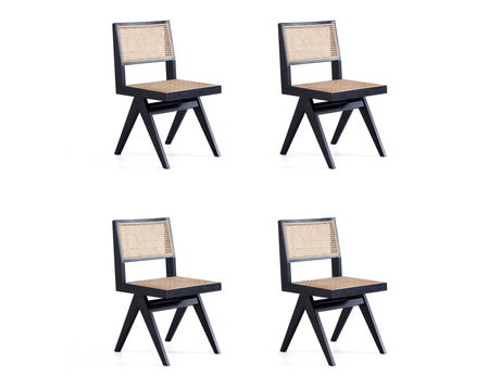 Hamlet Dining Chair in Black and Natural Cane (set of 4) - Ornate Home