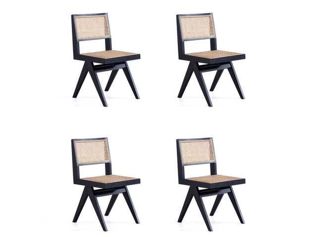 Hamlet Dining Chair in Black and Natural Cane (set of 4) - Ornate Home