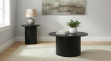 Hamlyn Black 2-piece Round Fluted Coffee and End Table Set - Ornate Home