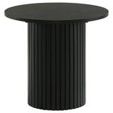 Hamlyn Black 2-piece Round Fluted Coffee and End Table Set - Ornate Home