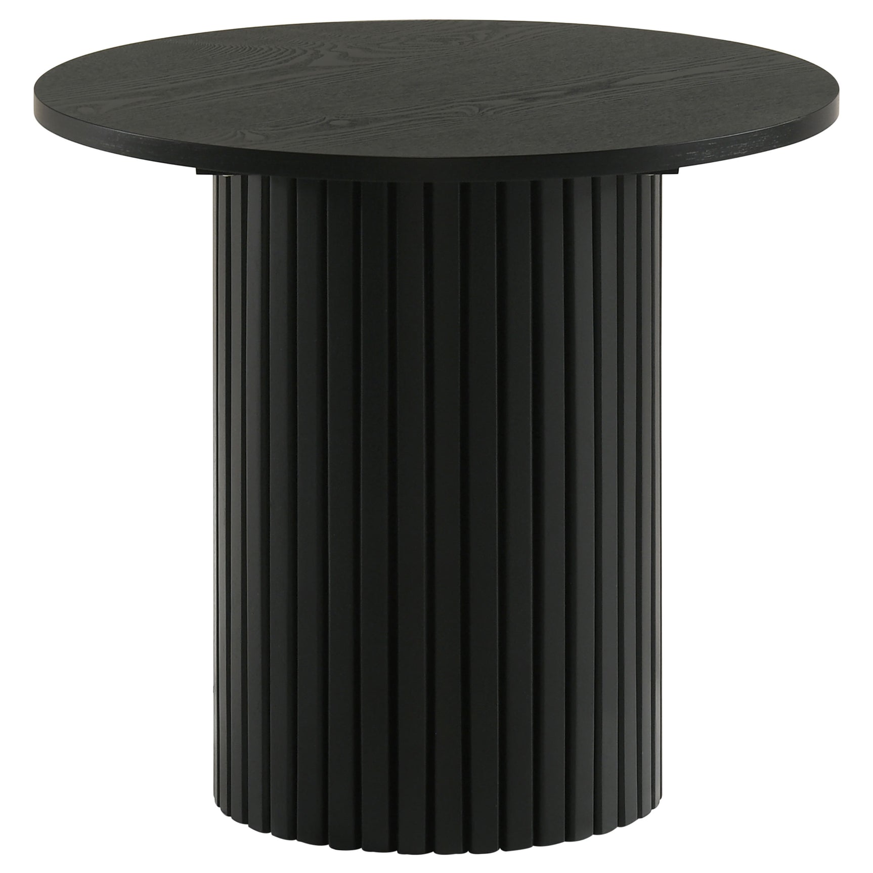 Hamlyn Black 2-piece Round Fluted Coffee and End Table Set - Ornate Home