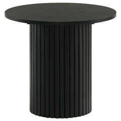 Hamlyn Black 2-piece Round Fluted Coffee and End Table Set - Ornate Home