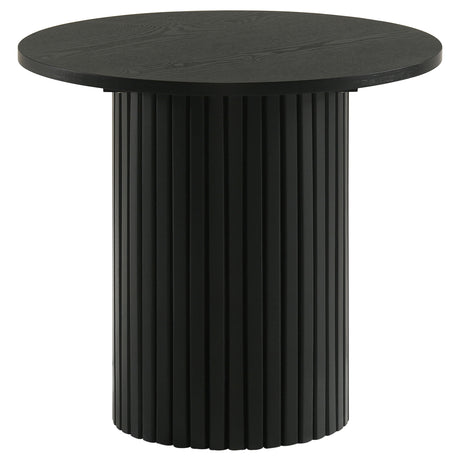 Hamlyn Black 2-piece Round Fluted Coffee and End Table Set - Ornate Home