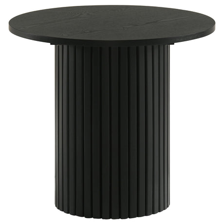 Hamlyn Black 3-piece Round Fluted Coffee and End Table Set - Ornate Home