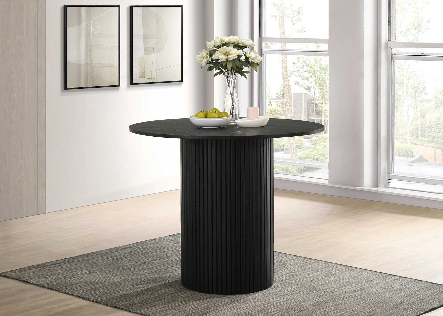 Hamlyn Black 43-inch Round Wood Counter Height Dining Table - Ornate Home