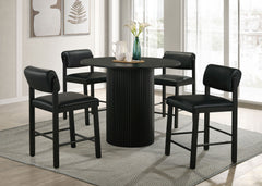 Hamlyn Black 5-piece Round Wood Counter Height Dining Set - Ornate Home