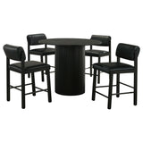 Hamlyn Black 5-piece Round Wood Counter Height Dining Set - Ornate Home