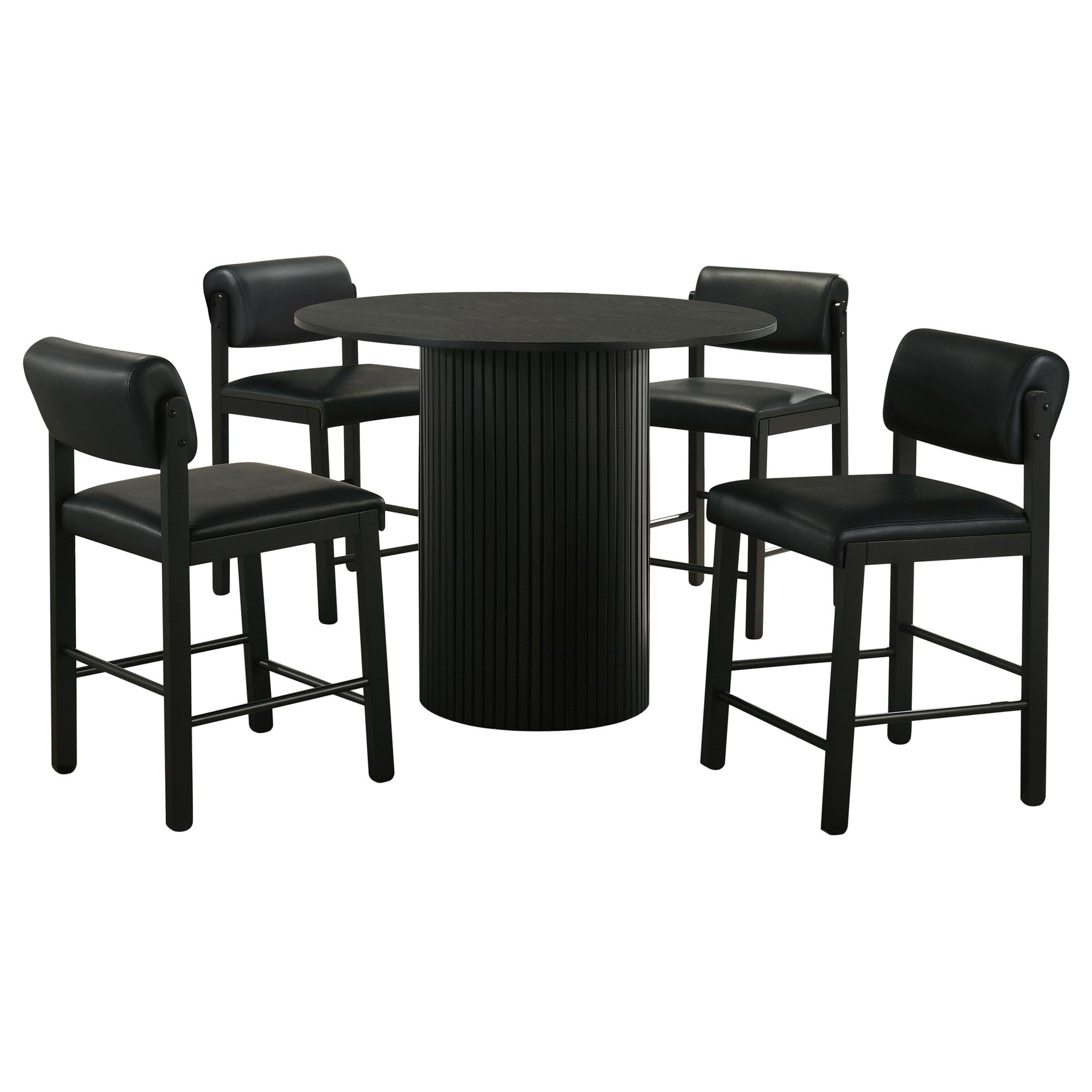 Hamlyn Black 5-piece Round Wood Counter Height Dining Set - Ornate Home