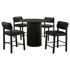 Hamlyn Black 5-piece Round Wood Counter Height Dining Set - Ornate Home
