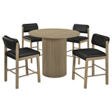 Hamlyn Black/Natural Oak 5-piece Round Wood Counter Height Dining Set - Ornate Home