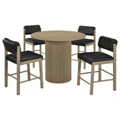 Hamlyn Black/Natural Oak 5-piece Round Wood Counter Height Dining Set - Ornate Home