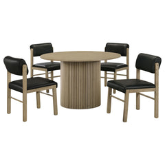Hamlyn Black/Natural Oak 5-piece Round Wood Dining Set - Ornate Home