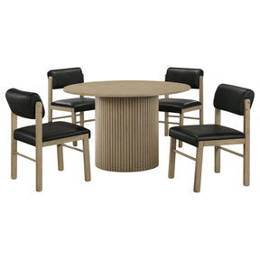 Hamlyn Black/Natural Oak 5-piece Round Wood Dining Set - Ornate Home