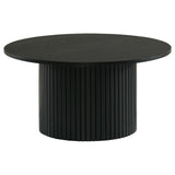 Hamlyn Black Round Fluted Occasional Cocktail Coffee Table - Ornate Home