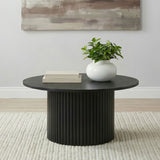 Hamlyn Black Round Fluted Occasional Cocktail Coffee Table - Ornate Home