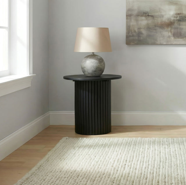 Hamlyn Black Round Fluted Occasional Side End Table - Ornate Home