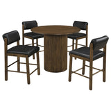 Hamlyn Black/Walnut 5-piece Round Wood Counter Height Dining Set - Ornate Home