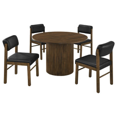 Hamlyn Black/Walnut 5-piece Round Wood Dining Set - Ornate Home