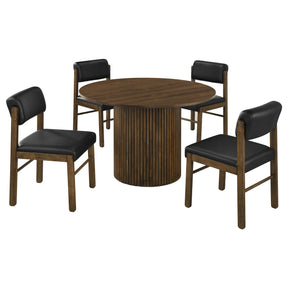 Hamlyn Black/Walnut 5-piece Round Wood Dining Set - Ornate Home