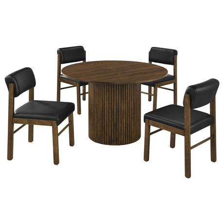 Hamlyn Black/Walnut 5-piece Round Wood Dining Set - Ornate Home
