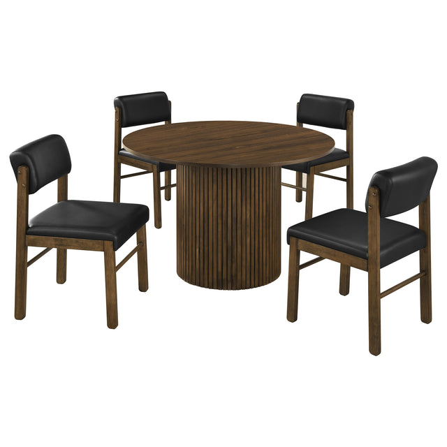 Hamlyn Black/Walnut 5-piece Round Wood Dining Set - Ornate Home