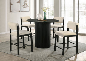 Hamlyn Cream/Black 5-piece Round Wood Counter Height Dining Set - Ornate Home