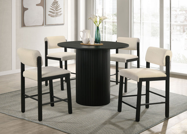 Hamlyn Cream/Black 5-piece Round Wood Counter Height Dining Set - Ornate Home