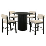 Hamlyn Cream/Black 5-piece Round Wood Counter Height Dining Set - Ornate Home