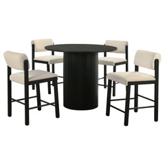 Hamlyn Cream/Black 5-piece Round Wood Counter Height Dining Set - Ornate Home