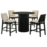 Hamlyn Cream/Black 5-piece Round Wood Counter Height Dining Set - Ornate Home