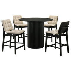 Hamlyn Cream/Black 5-piece Round Wood Counter Height Dining Set - Ornate Home