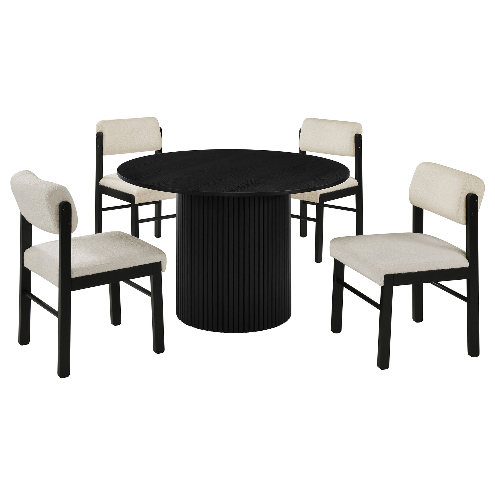 Hamlyn Cream/Black 5-piece Round Wood Dining Set - Ornate Home