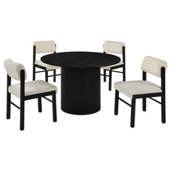 Hamlyn Cream/Black 5-piece Round Wood Dining Set - Ornate Home