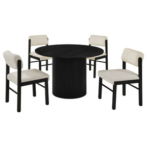 Hamlyn Cream/Black 5-piece Round Wood Dining Set - Ornate Home