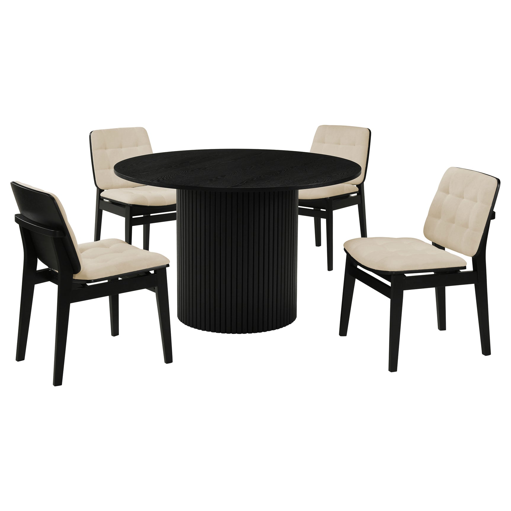 Hamlyn Cream/Black 5-piece Round Wood Dining Set - Ornate Home