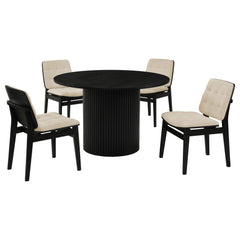 Hamlyn Cream/Black 5-piece Round Wood Dining Set - Ornate Home