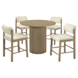 Hamlyn Cream/Natural Oak 5-piece Round Wood Counter Height Dining Set - Ornate Home