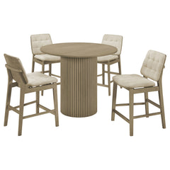 Hamlyn Cream/Natural Oak 5-piece Round Wood Counter Height Dining Set - Ornate Home
