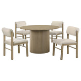 Hamlyn Cream/Natural Oak 5-piece Round Wood Dining Set - Ornate Home