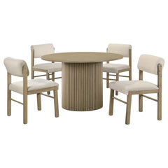Hamlyn Cream/Natural Oak 5-piece Round Wood Dining Set - Ornate Home