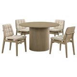 Hamlyn Cream/Natural Oak 5-piece Round Wood Dining Set - Ornate Home