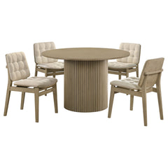 Hamlyn Cream/Natural Oak 5-piece Round Wood Dining Set - Ornate Home