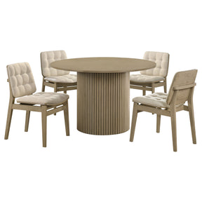 Hamlyn Cream/Natural Oak 5-piece Round Wood Dining Set - Ornate Home