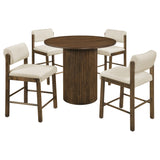 Hamlyn Cream/Walnut 5-piece Round Wood Counter Height Dining Set - Ornate Home