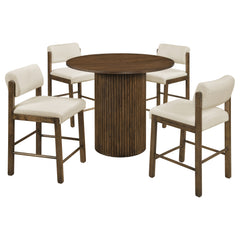 Hamlyn Cream/Walnut 5-piece Round Wood Counter Height Dining Set - Ornate Home