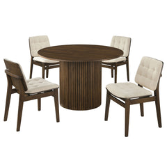 Hamlyn Cream/Walnut 5-piece Round Wood Dining Set - Ornate Home