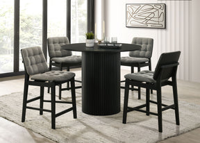Hamlyn Grey/Black 5-piece Round Wood Counter Height Dining Set - Ornate Home
