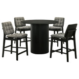 Hamlyn Grey/Black 5-piece Round Wood Counter Height Dining Set - Ornate Home